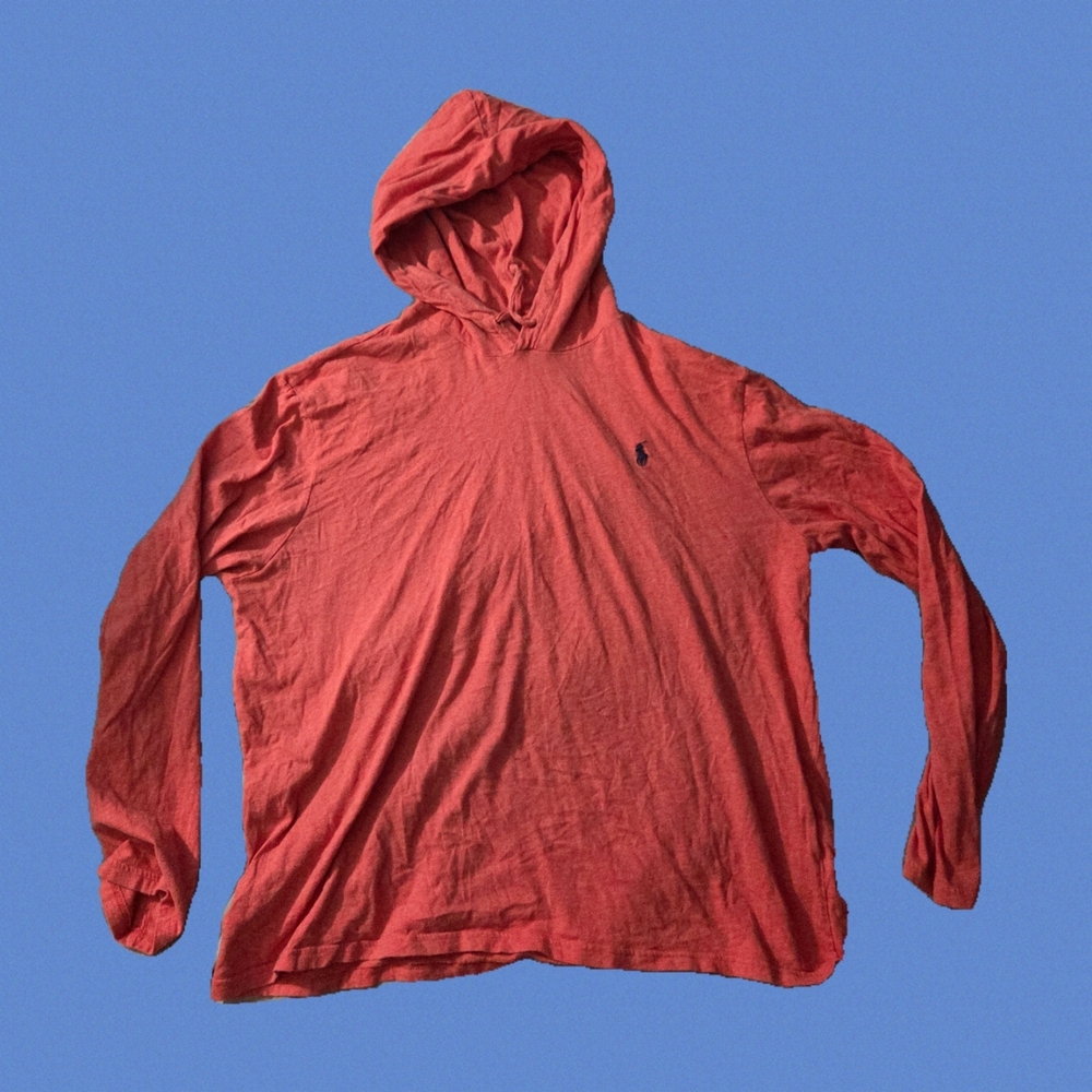 Polo Ralph Lauren Shirt Mens XLarge Red Hoodie Hooded Cotton Casual Pony